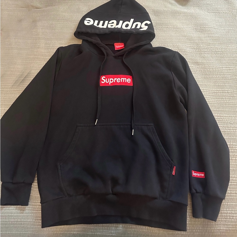 Supreme Black Hoodie with Red and White Details
